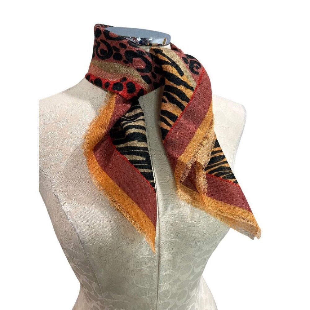 Women's Animal Print Acrylic Scarf 28" Square Made in Japan